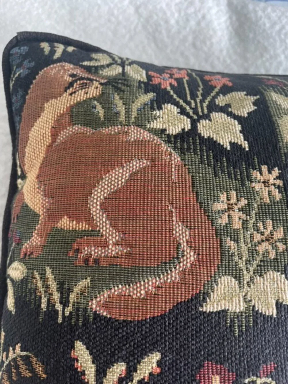 Vintage Robert Allen Woodland Animals Tapestry Throw Pillow